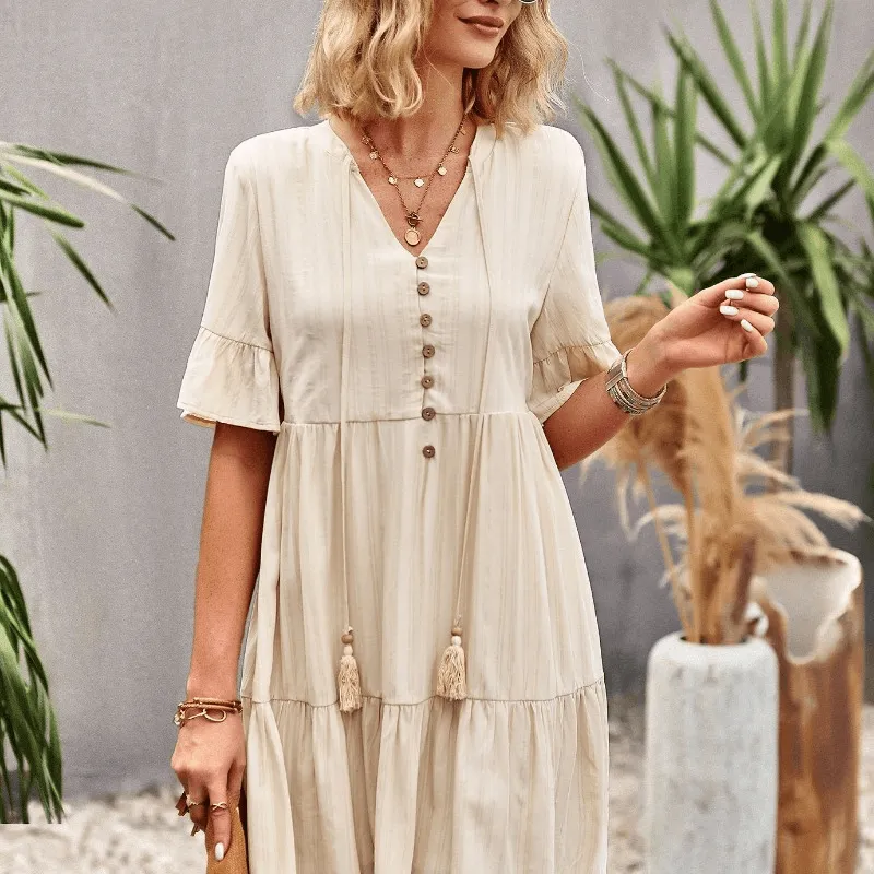 Elegant A-Line Solid Color Fashion Dress
