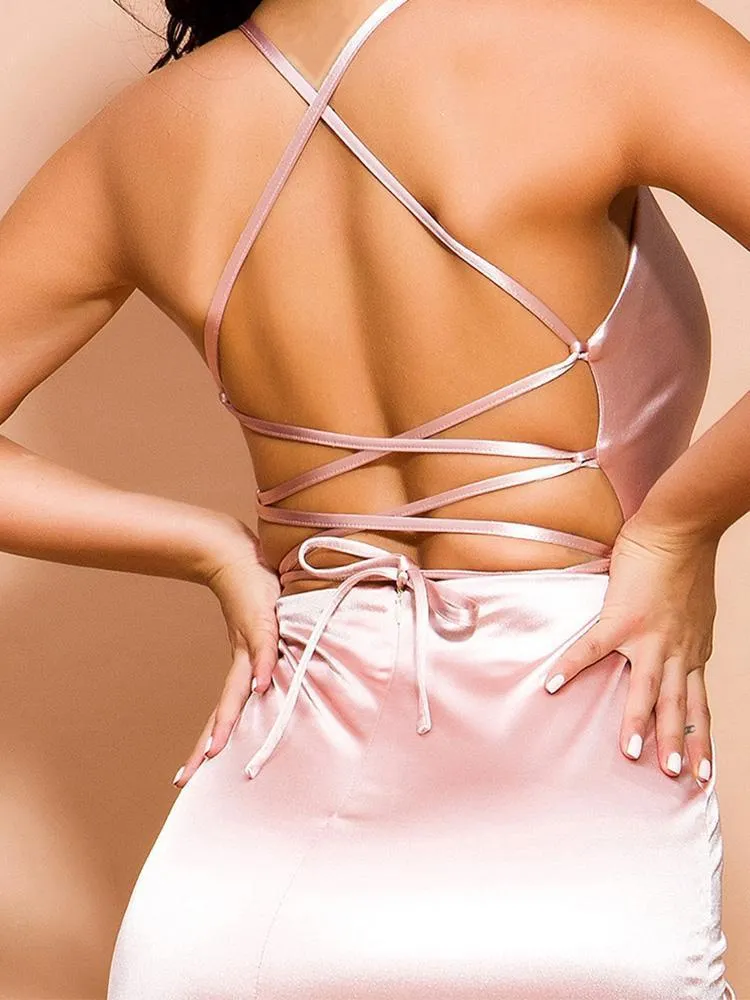 Elegant Pink Prom Satin Dresses