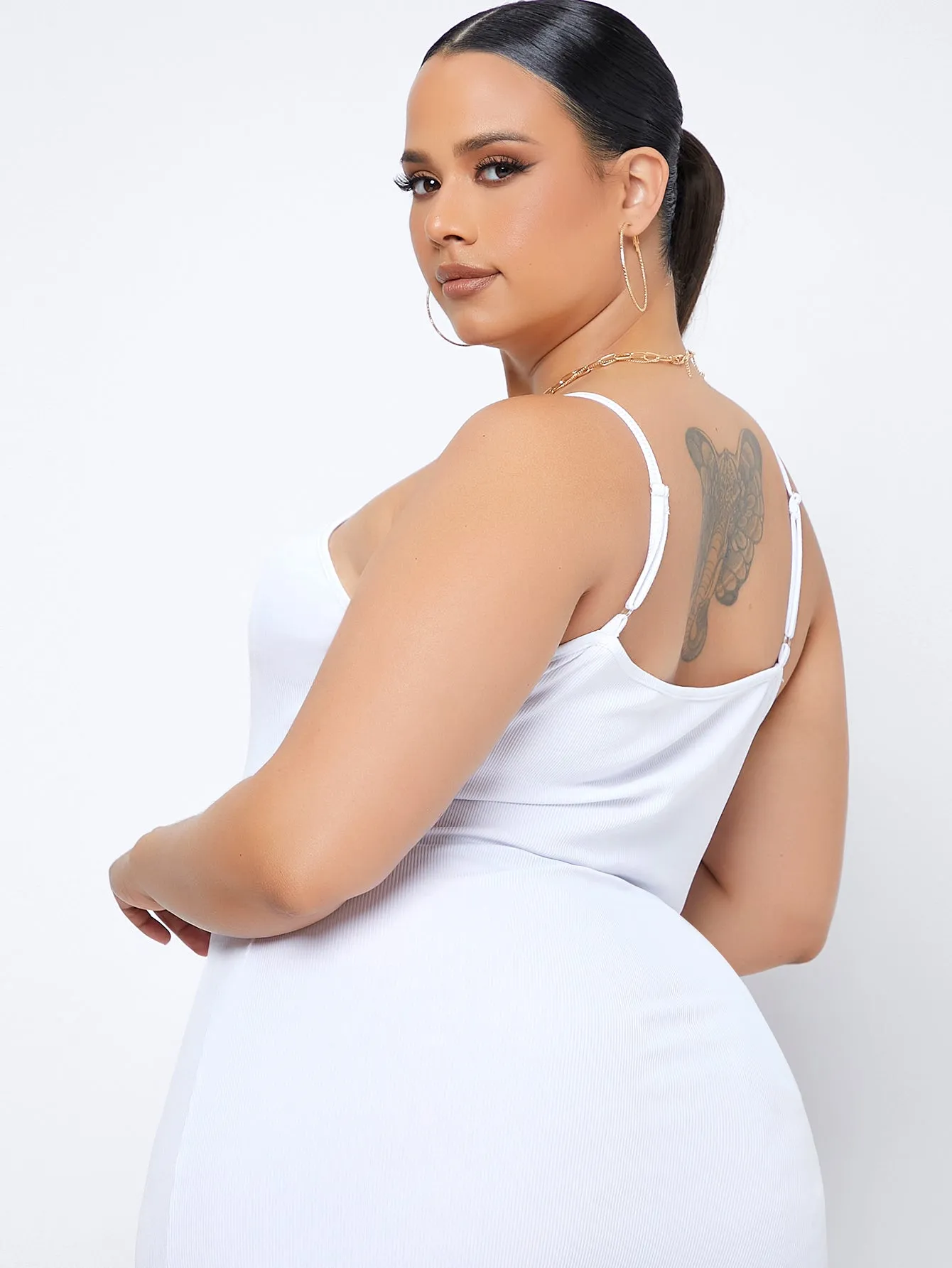 Elegant Plain Sleeveless Spaghetti Strap Pencil Natural Short Plus Size Dress