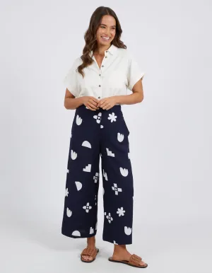 Ellipse Wide Leg Pant - Navy Print