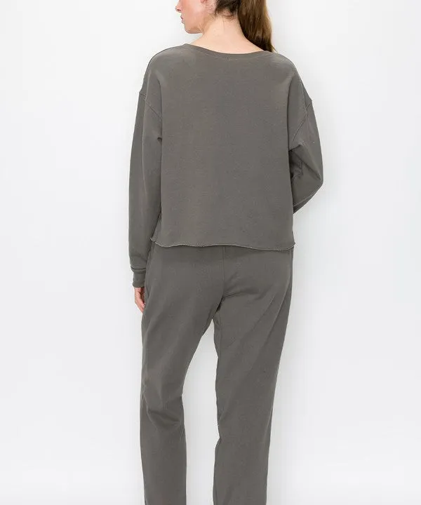 FABINA RECYCLED COTTON FRENCH TERRY TOP & JOGGER SET