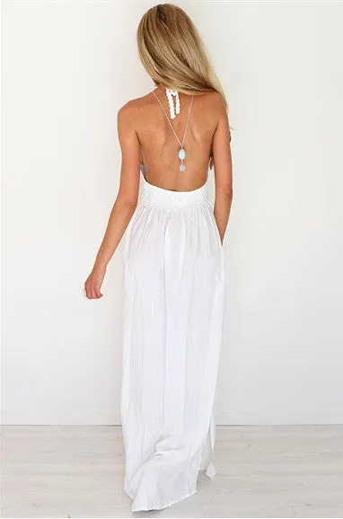 Fashion Lace Patchwork V-neck Straps Chiffon Long Dress