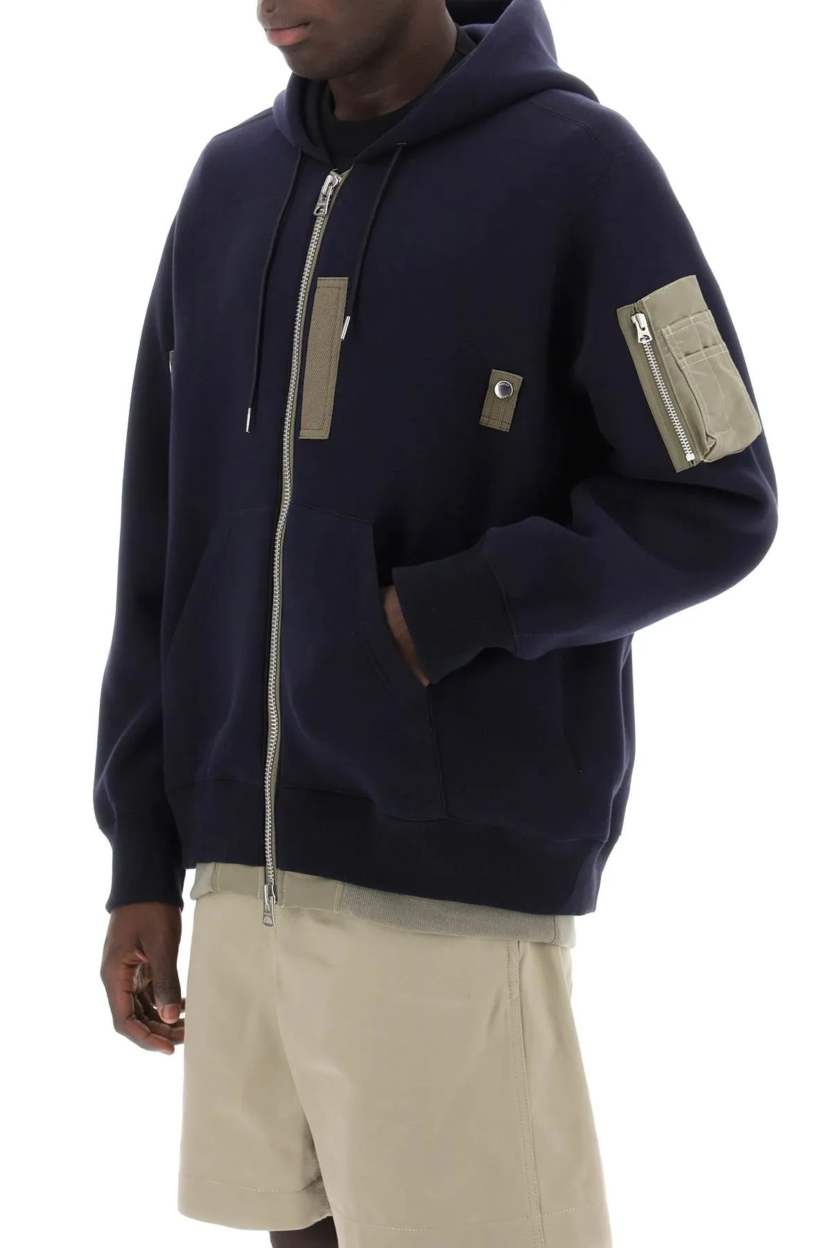 full zip hoodie with contrast trims