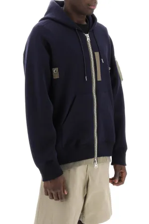 full zip hoodie with contrast trims