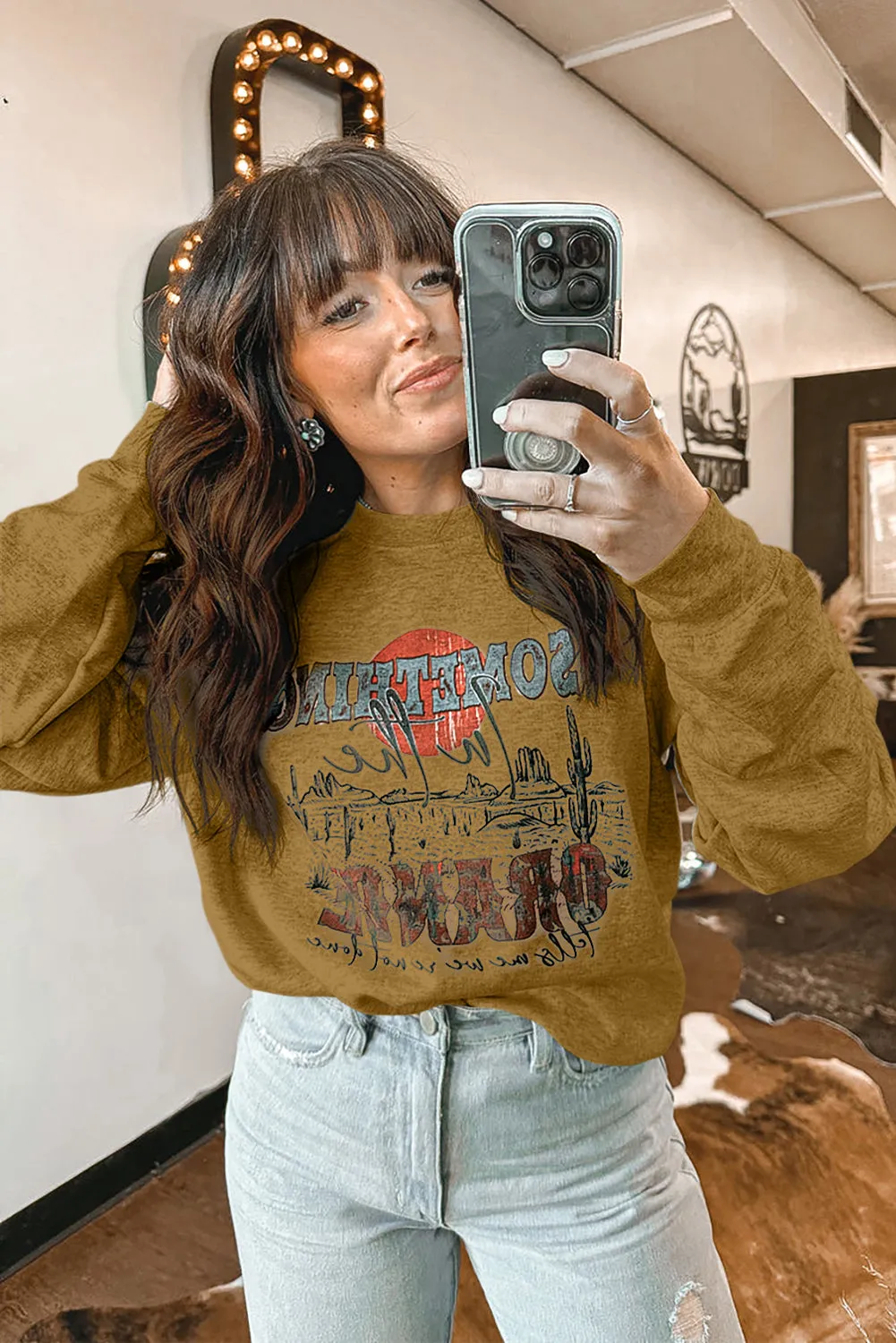 Ginger SOMETHING ORANGE Graphic Relaxed Sweatshirt
