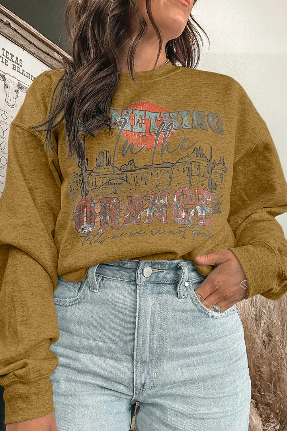 Ginger SOMETHING ORANGE Graphic Relaxed Sweatshirt