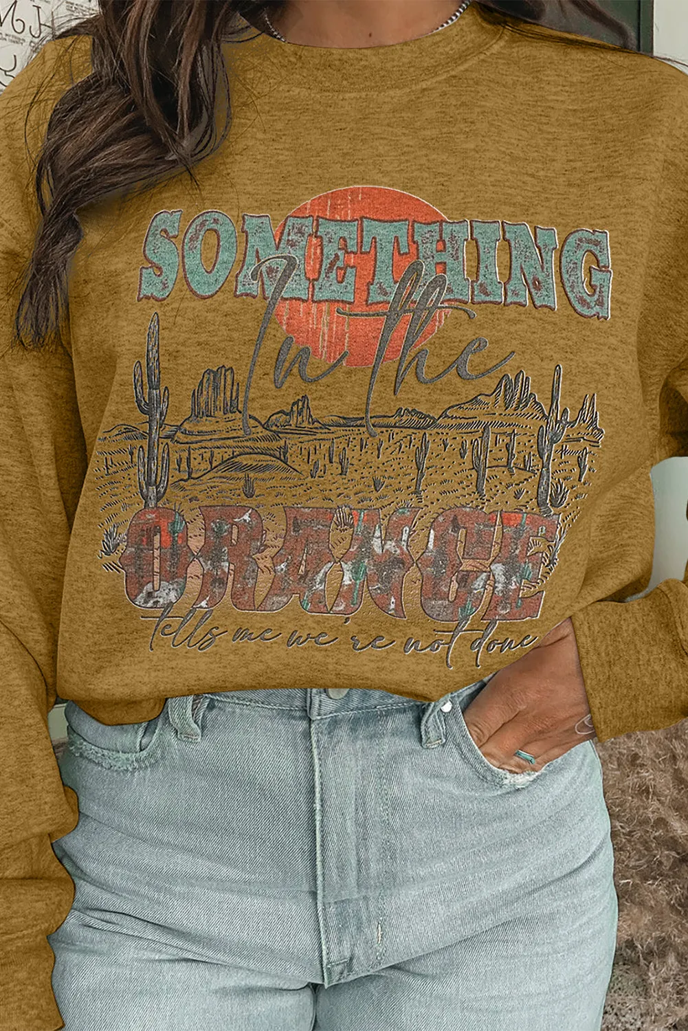 Ginger SOMETHING ORANGE Graphic Relaxed Sweatshirt