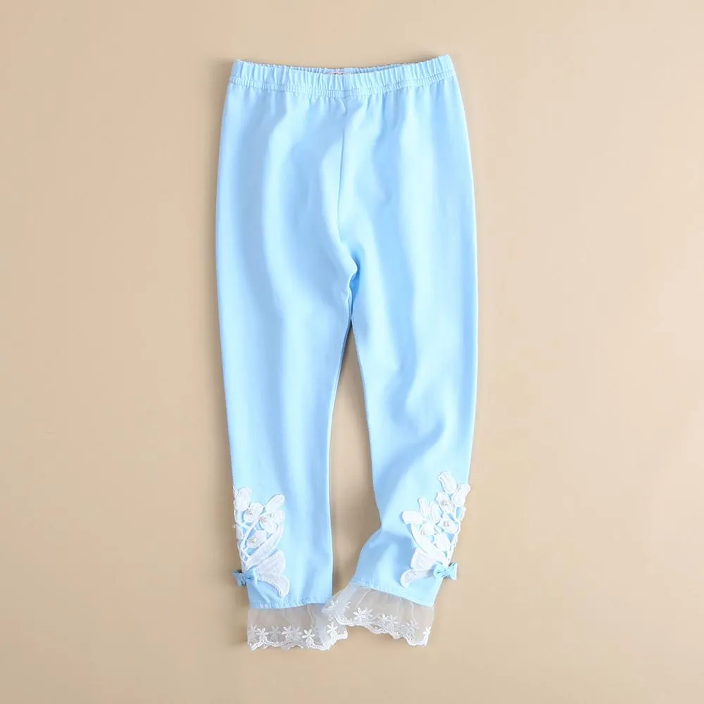 Girls Beaded Lace Elastic Waist Pants