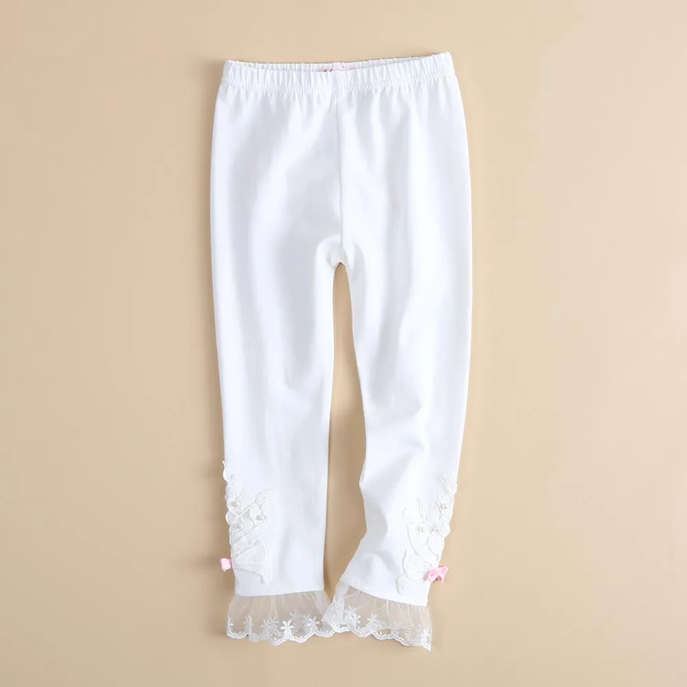 Girls Beaded Lace Elastic Waist Pants