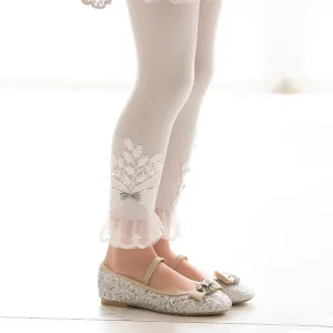 Girls Beaded Lace Elastic Waist Pants