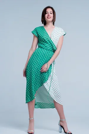 Green dress with polka dots