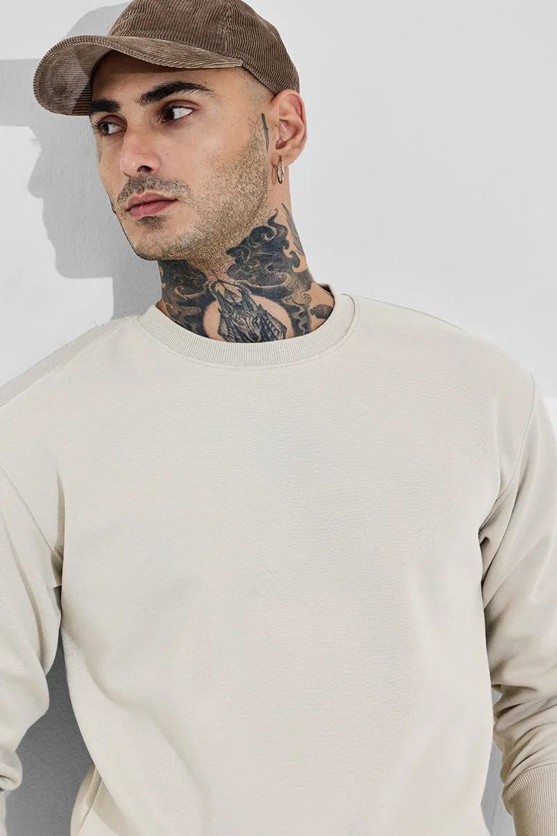 Grey Solid Relaxed Fit SweatShirts