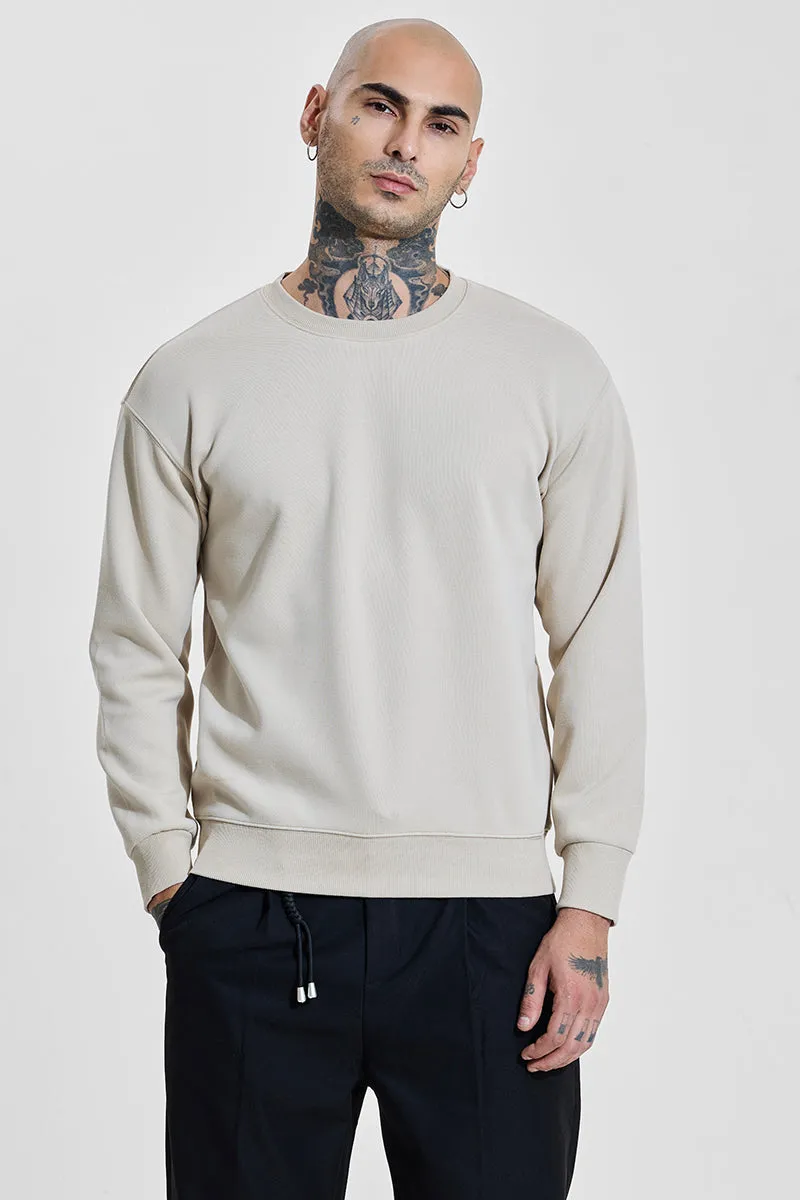 Grey Solid Relaxed Fit SweatShirts
