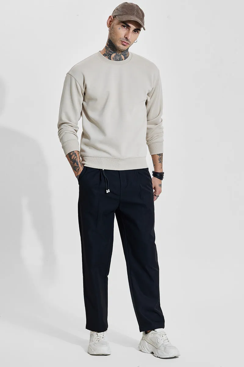 Grey Solid Relaxed Fit SweatShirts
