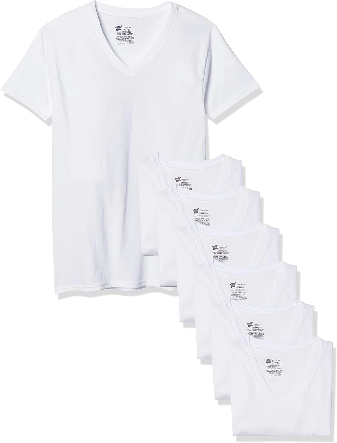 Hanes mens Comfortsoft Tagless V-Neck Undershirt 7 Pack