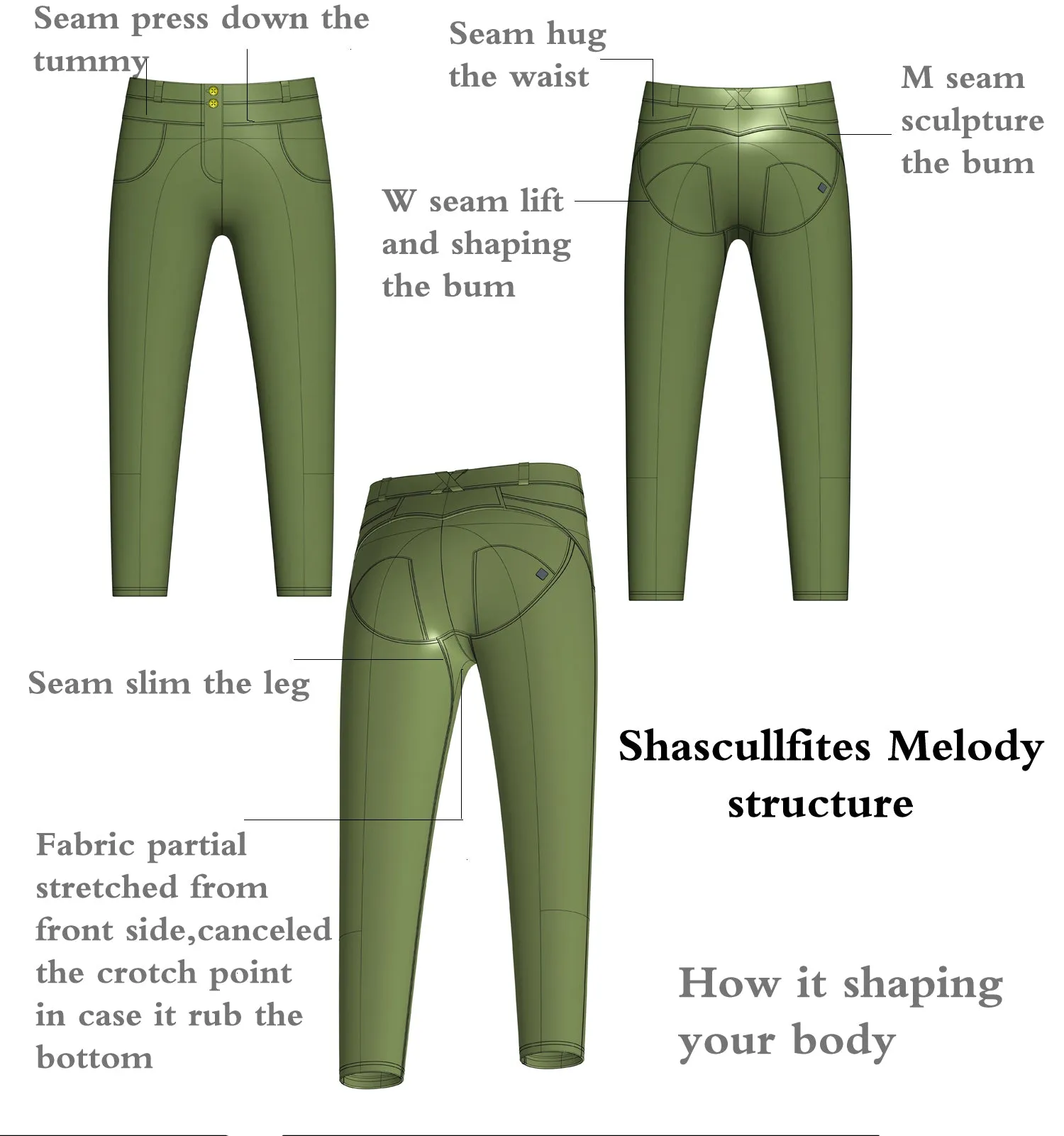 Melody Olive Yoga Peach Scrunch Bum Leggings Fitness Women Gym Tights Comfortable Skinny Pants Pencil Workout Pants