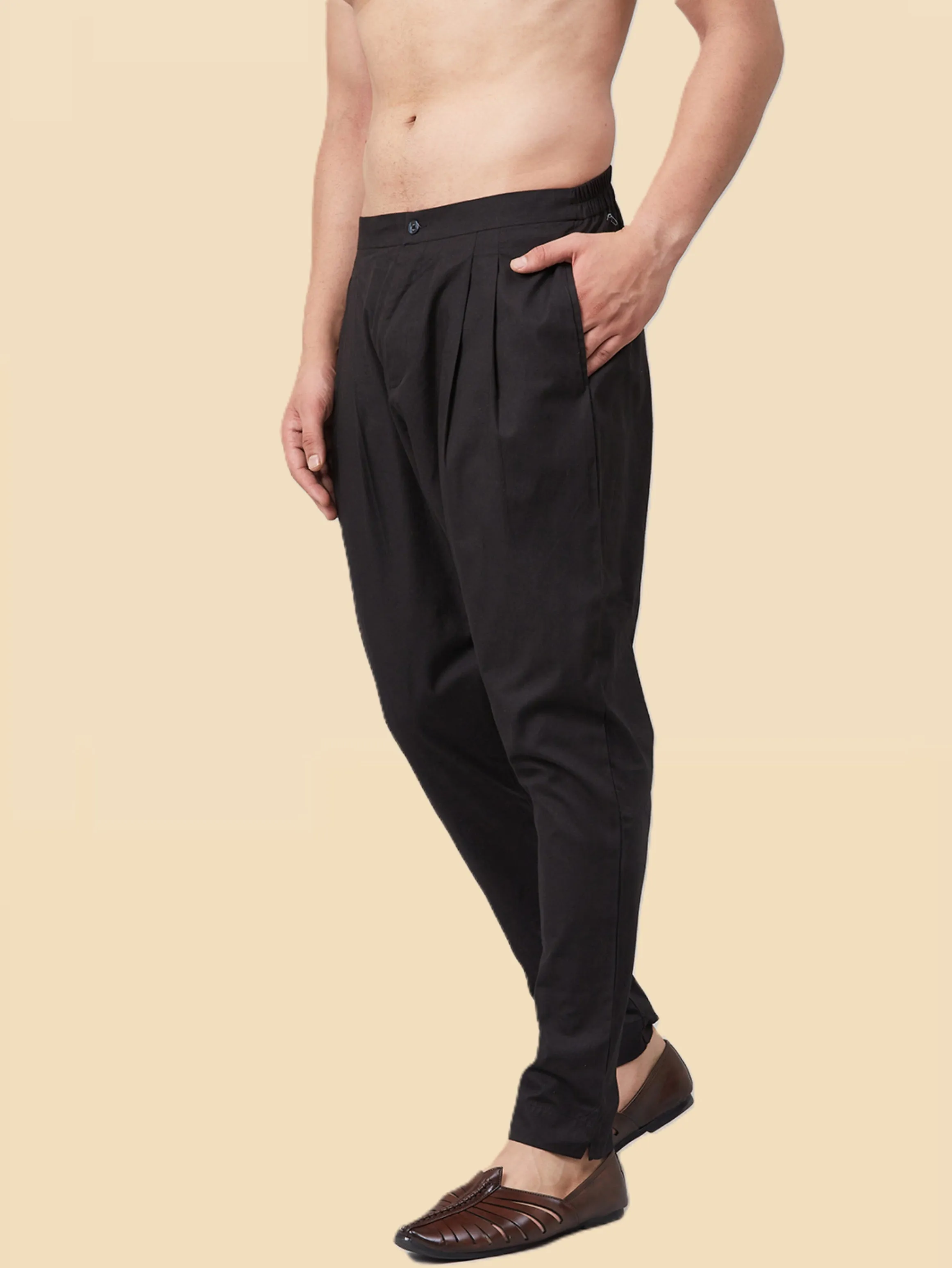Men's Black Cotton pants