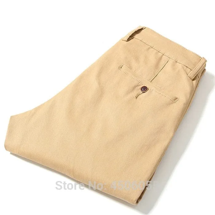 Men's Business Straight Cotton Trousers  Slim Fit Casual  Pants