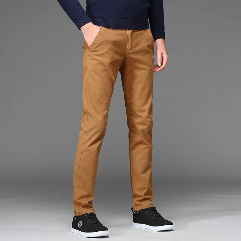 Men's Business Straight Cotton Trousers  Slim Fit Casual  Pants