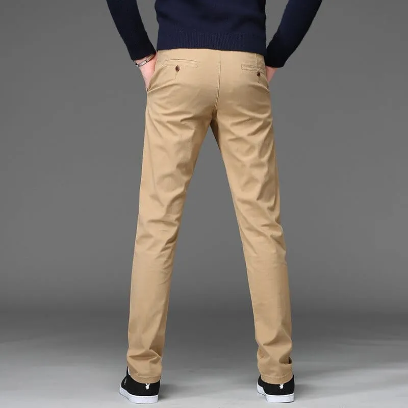 Men's Business Straight Cotton Trousers  Slim Fit Casual  Pants