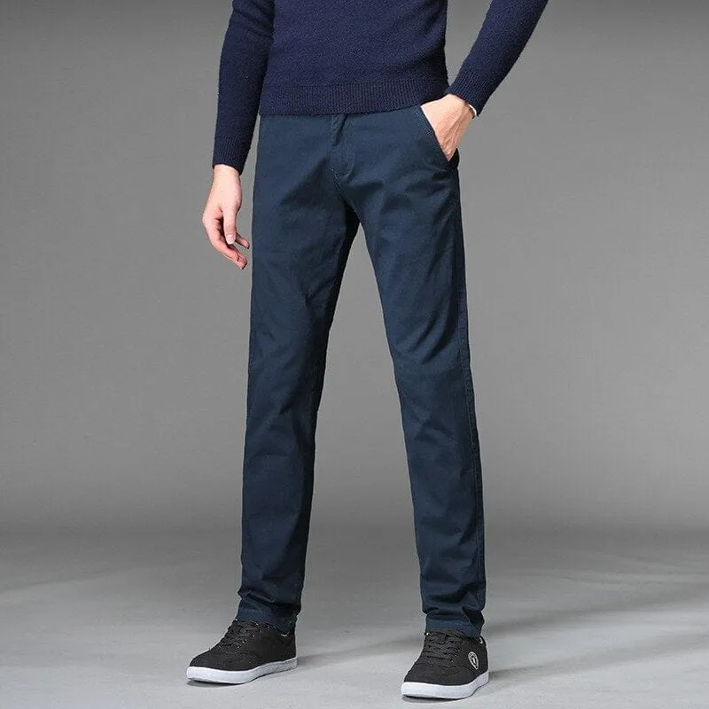Men's Business Straight Cotton Trousers  Slim Fit Casual  Pants