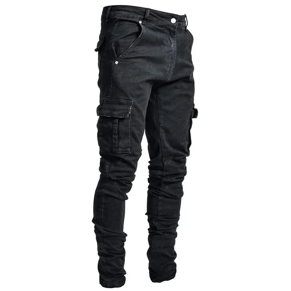 Men's Durable Denim Cargo Pants with Multi-pockets | Perfect for All Seasons