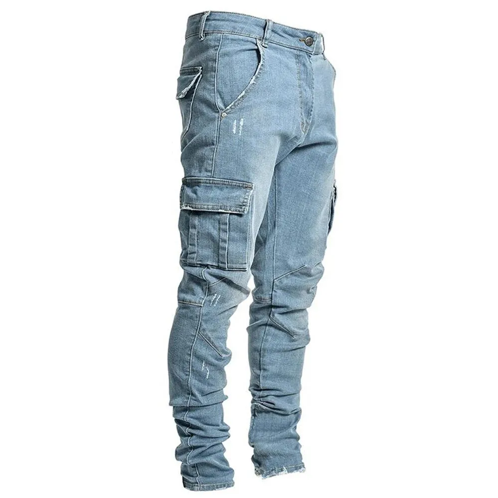 Men's Durable Denim Cargo Pants with Multi-pockets | Perfect for All Seasons