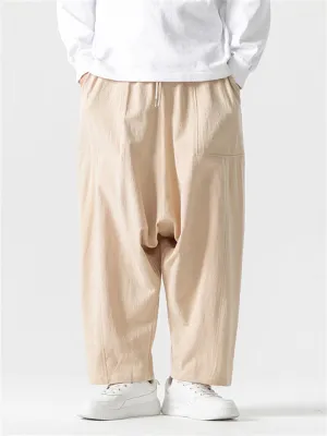 Men's Durable Solid Color Multi-pocket Harem Pants