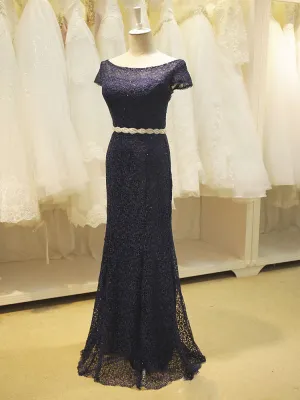 Navy Blue Elegant Long Formal Evening Gown YW1703