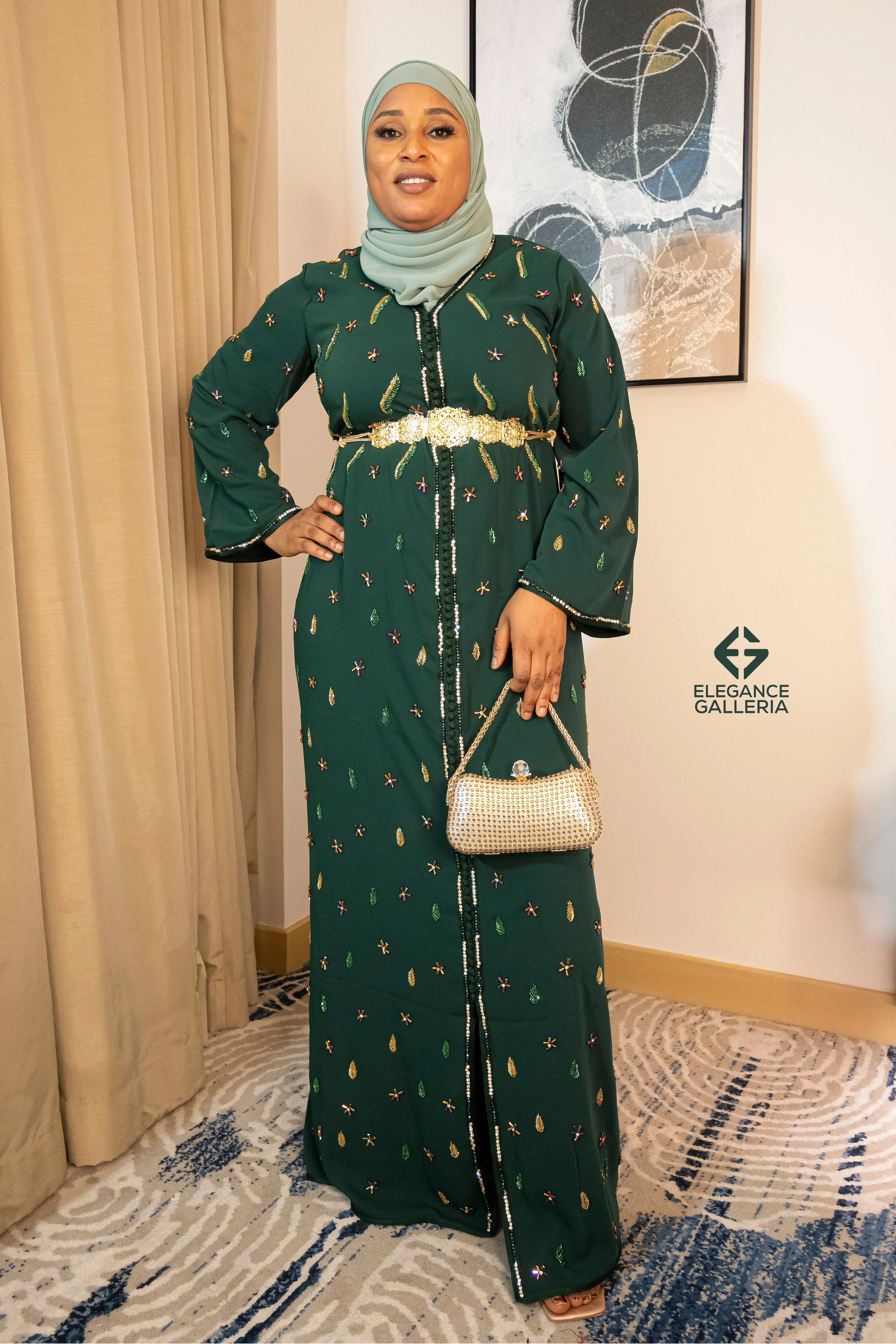Nurrain Elegant Handcrafted Moroccan Kaftan