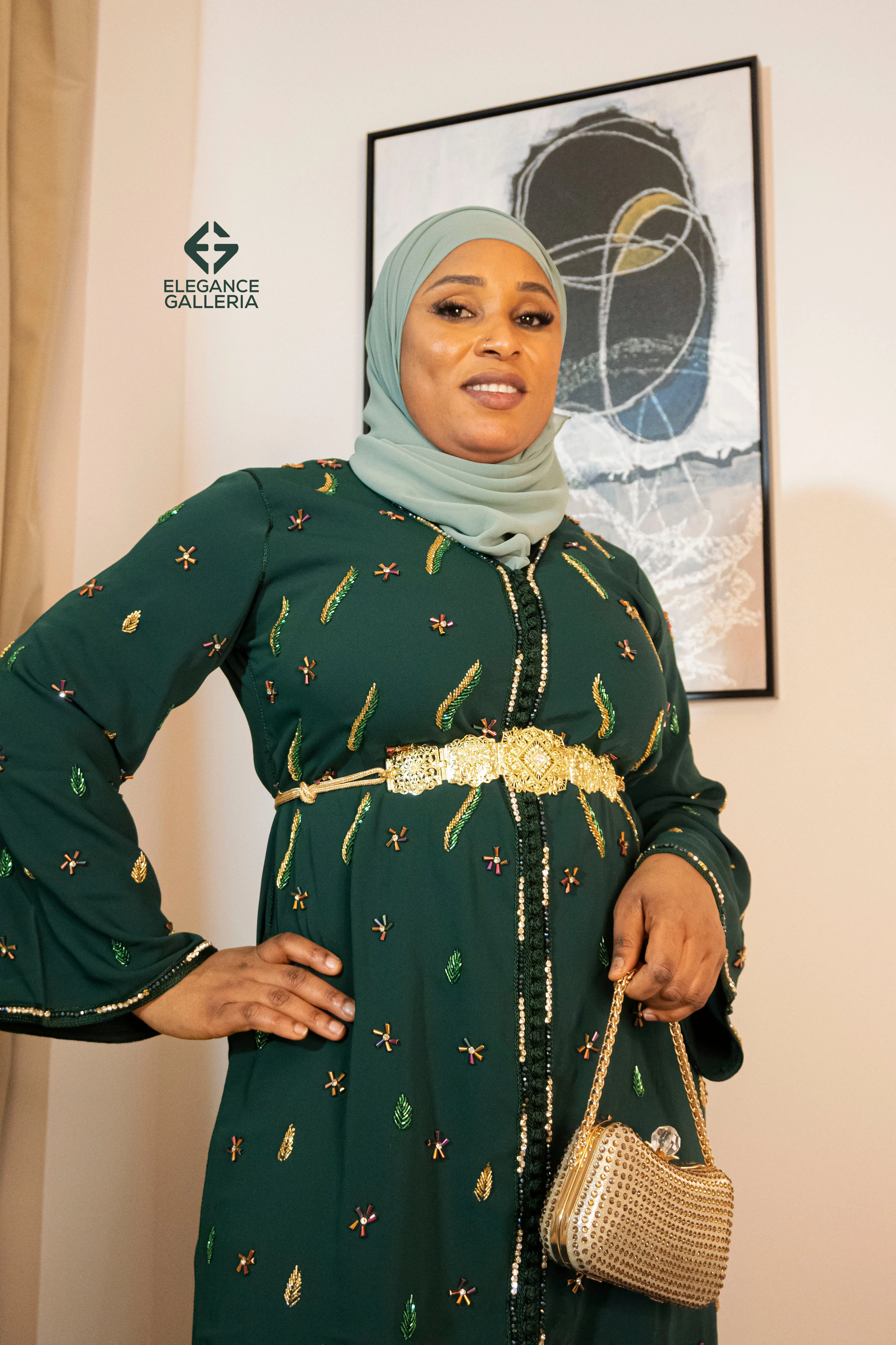 Nurrain Elegant Handcrafted Moroccan Kaftan