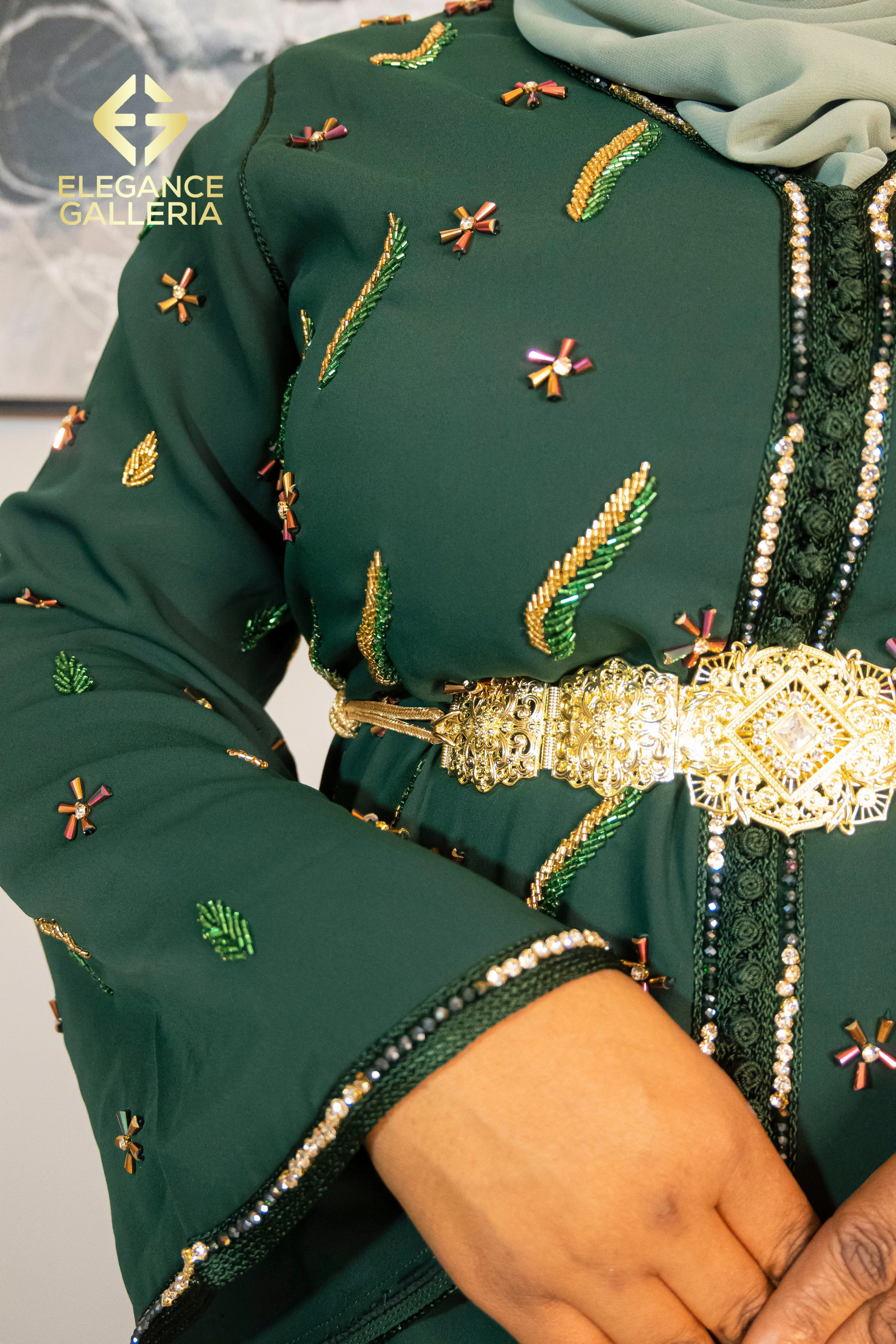 Nurrain Elegant Handcrafted Moroccan Kaftan