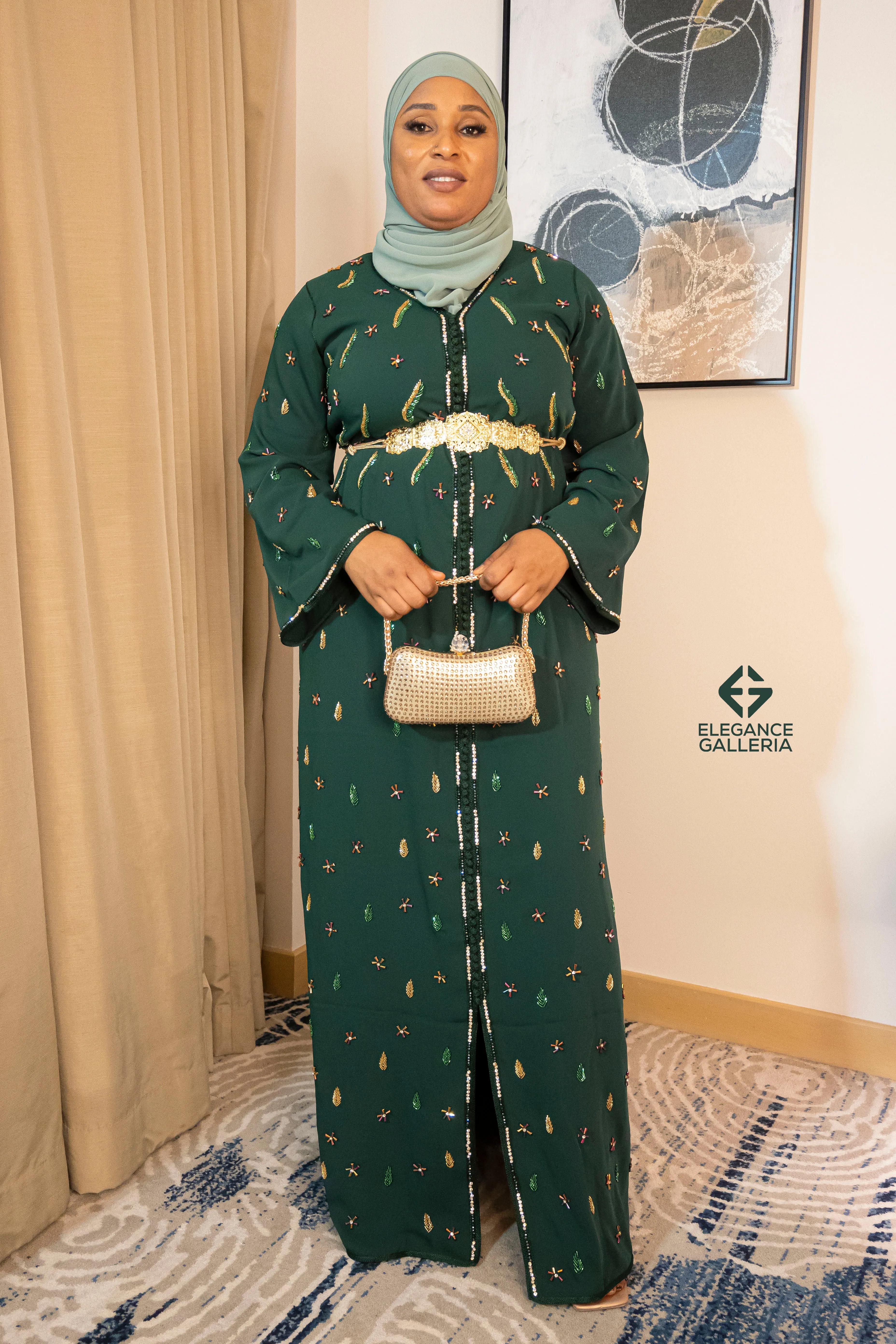 Nurrain Elegant Handcrafted Moroccan Kaftan