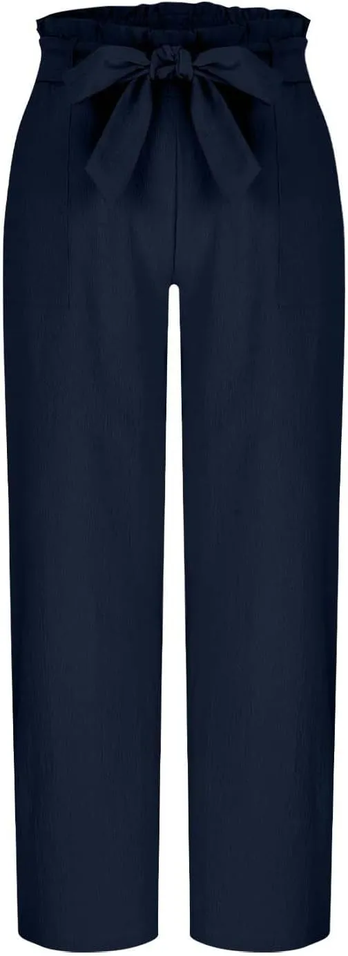Palazzo Pants for Women Business Casual Pants Adjustable Waist High Rise Wide Leg Trousers Summer Travel Outfits