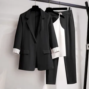 Plus Size Women'S 200 Catties Fat Sister Autumn Suit Women'S Western Style Small Suit Covering Belly Was Thin