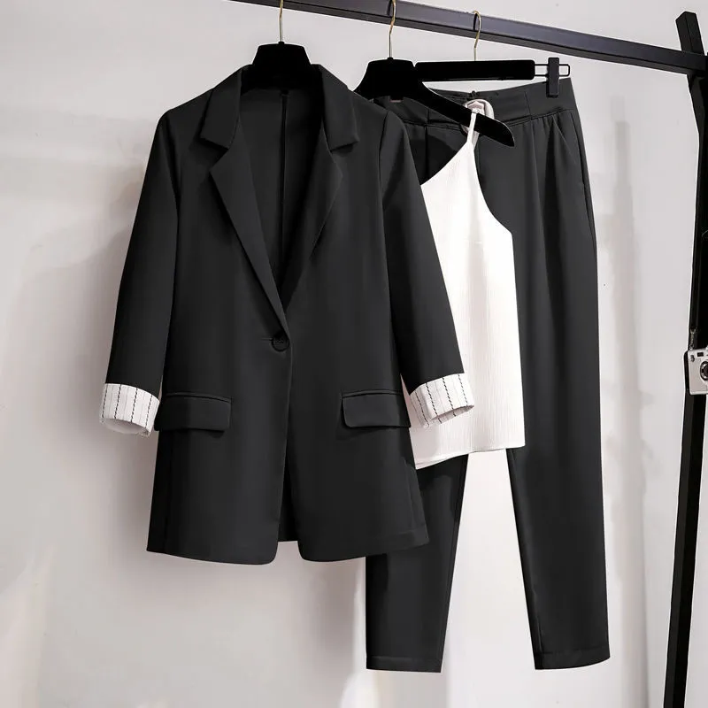 Plus Size Women'S 200 Catties Fat Sister Autumn Suit Women'S Western Style Small Suit Covering Belly Was Thin