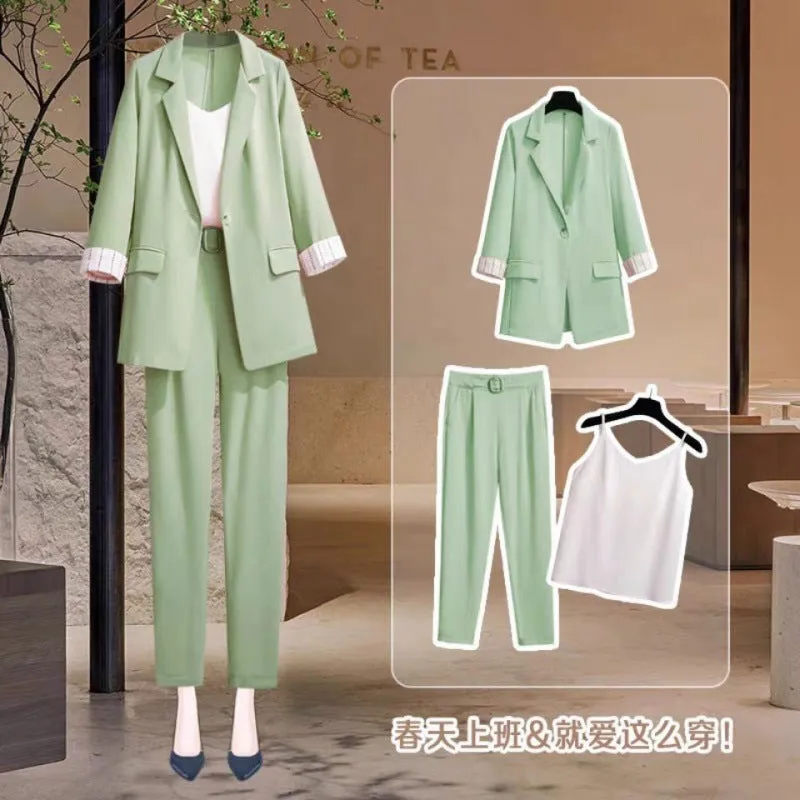 Plus Size Women'S 200 Catties Fat Sister Autumn Suit Women'S Western Style Small Suit Covering Belly Was Thin