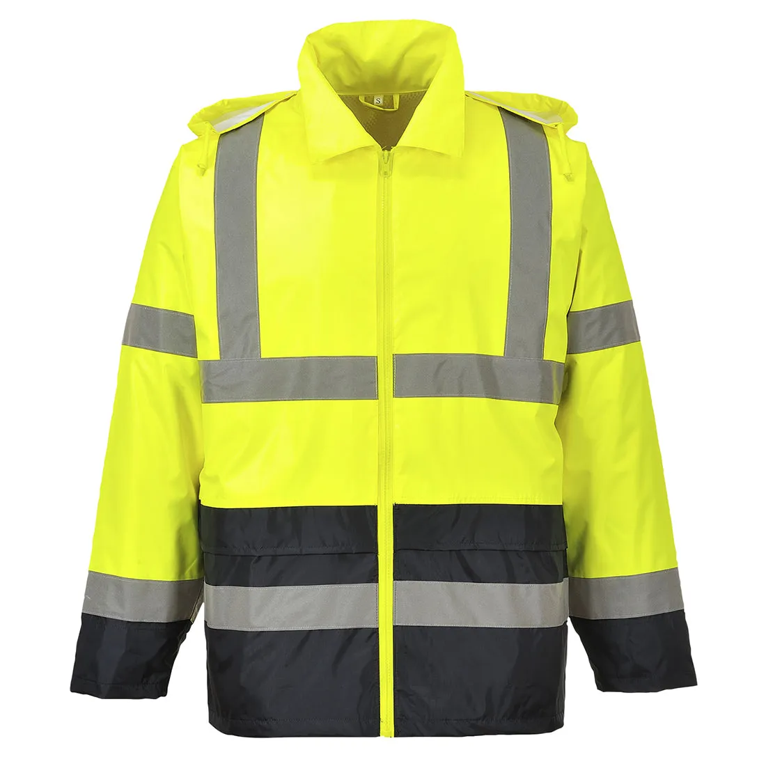 Portwest UH443 Classic Waterproof Rain Jacket in Reflective Contrast HiVis ANSI