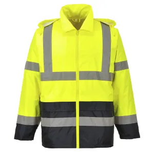 Portwest UH443 Classic Waterproof Rain Jacket in Reflective Contrast HiVis ANSI
