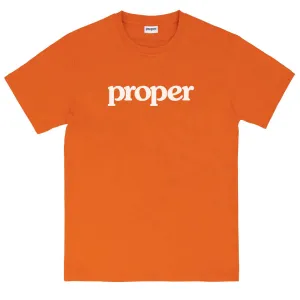 Proper Flock Logo T-shirt - Orange/White