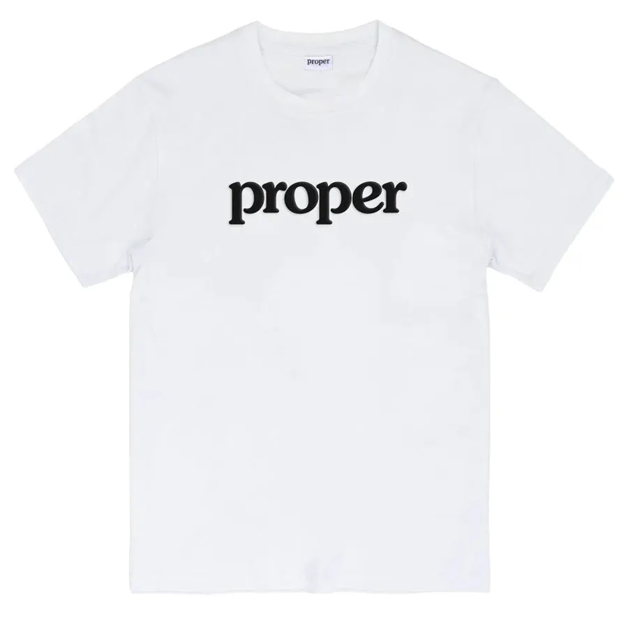 Proper Flock Logo T-shirt - White/Black