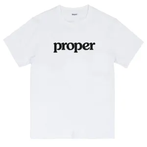 Proper Flock Logo T-shirt - White/Black