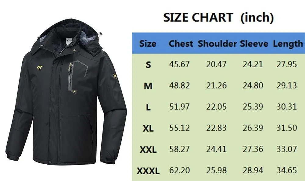 QPNGRP Mens Waterproof Fleece Ski Jacket Windproof Winter Snow Coat