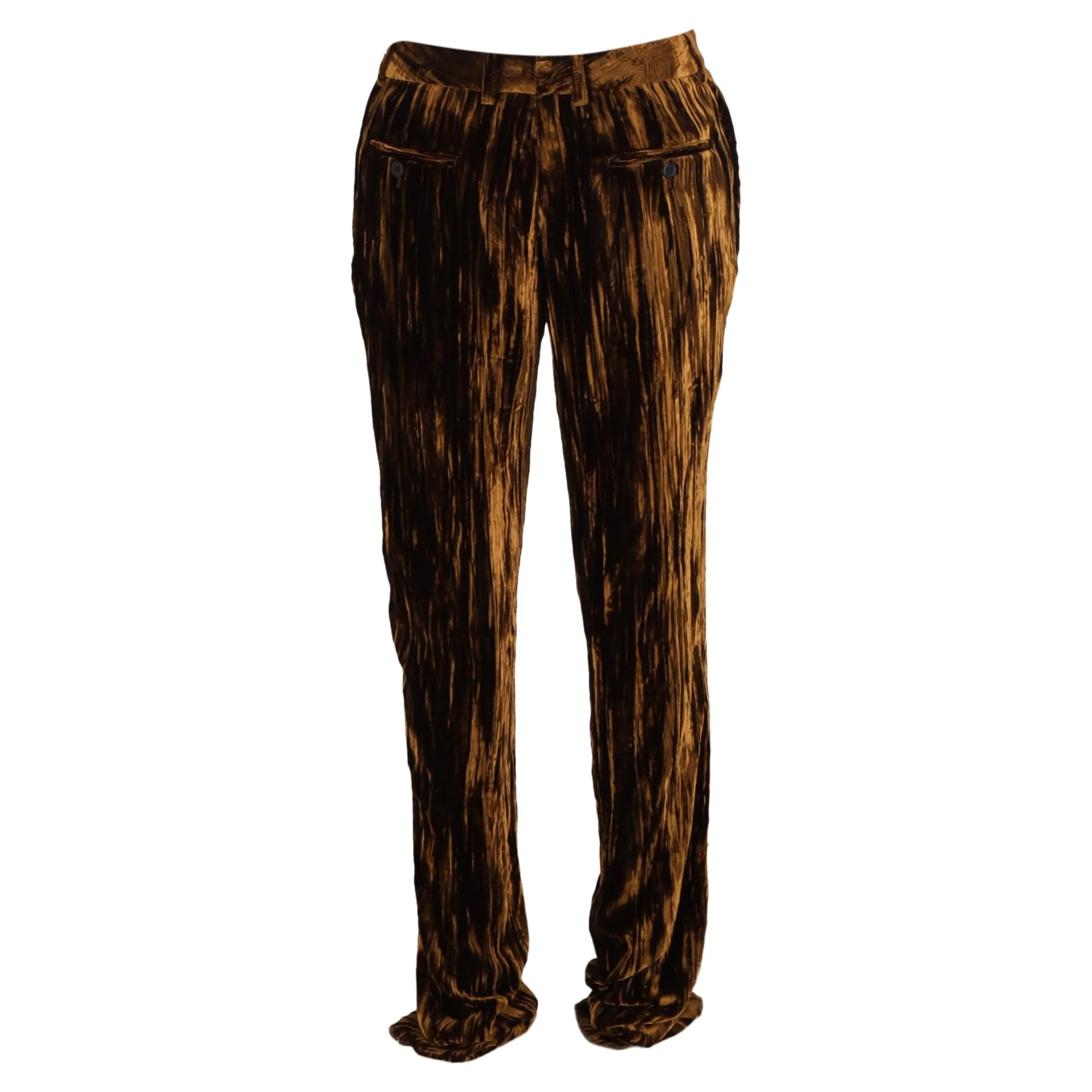 Saint Laurent Straight-Leg Tapered Pants in Brown Velvet