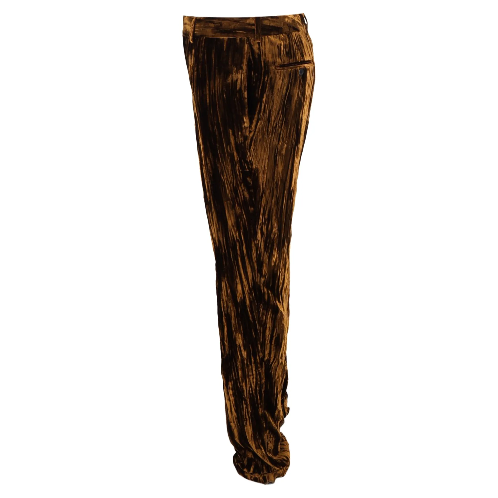 Saint Laurent Straight-Leg Tapered Pants in Brown Velvet