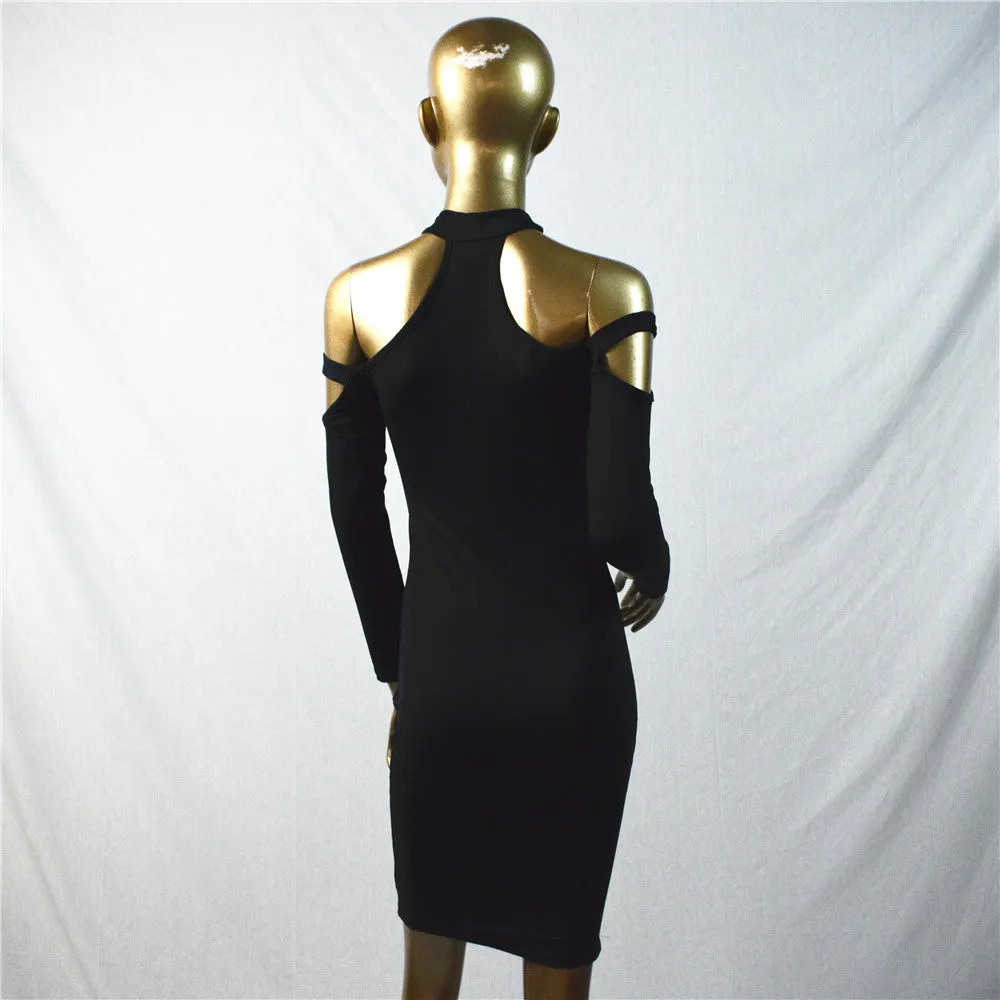 Sexy Bare Shoulder Bandage Scoop Short Bodycon Dress
