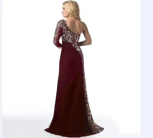 Sexy Lace Splicing One Shoulder Long Party Dress