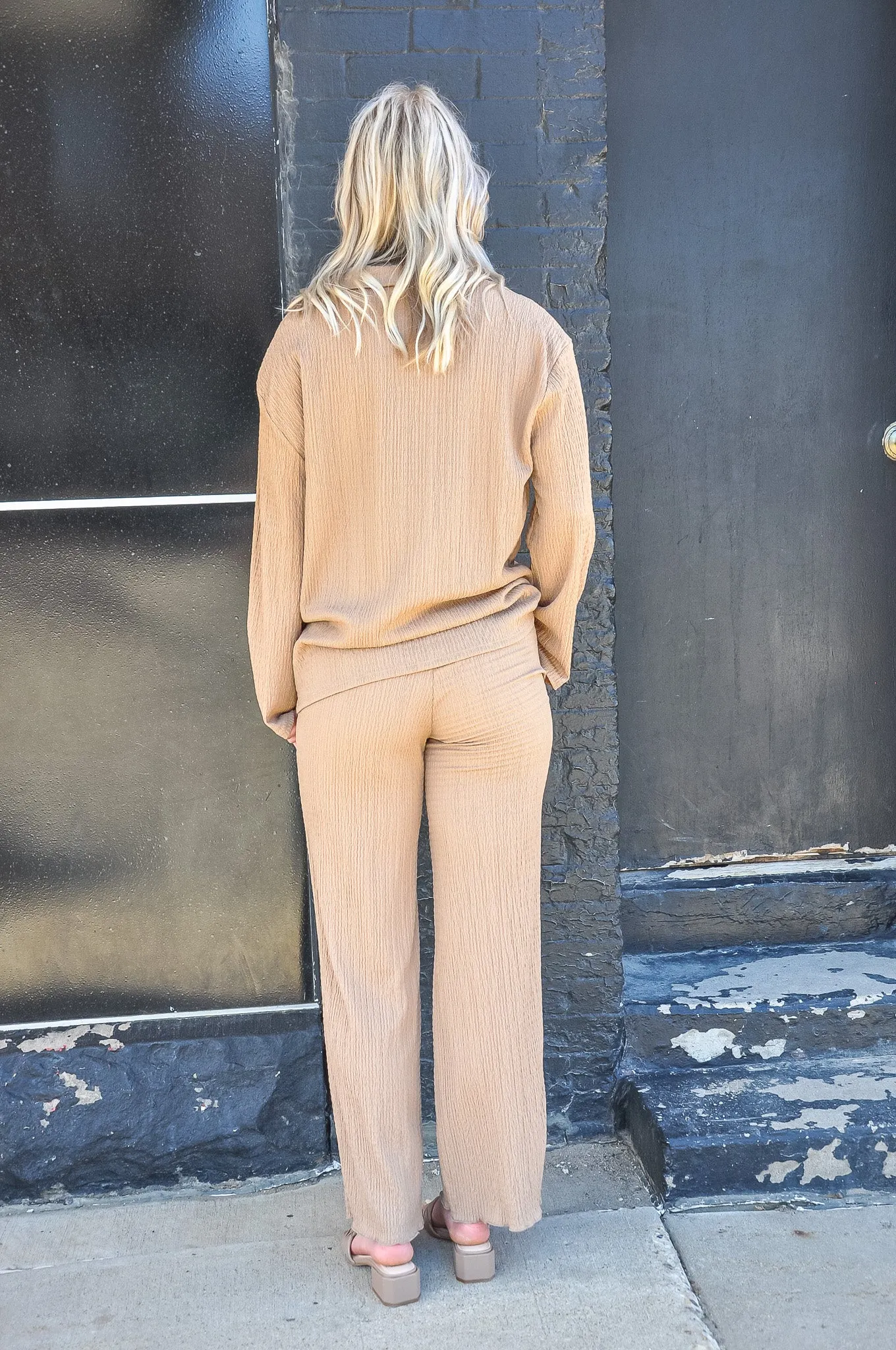 Textured High Waist Pants