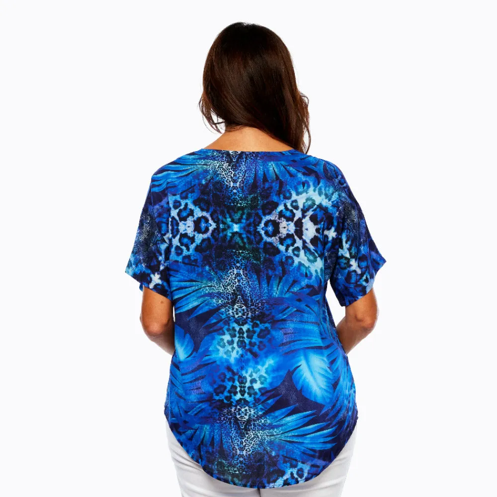 V-Neck T-Shirt (Blue Palm)