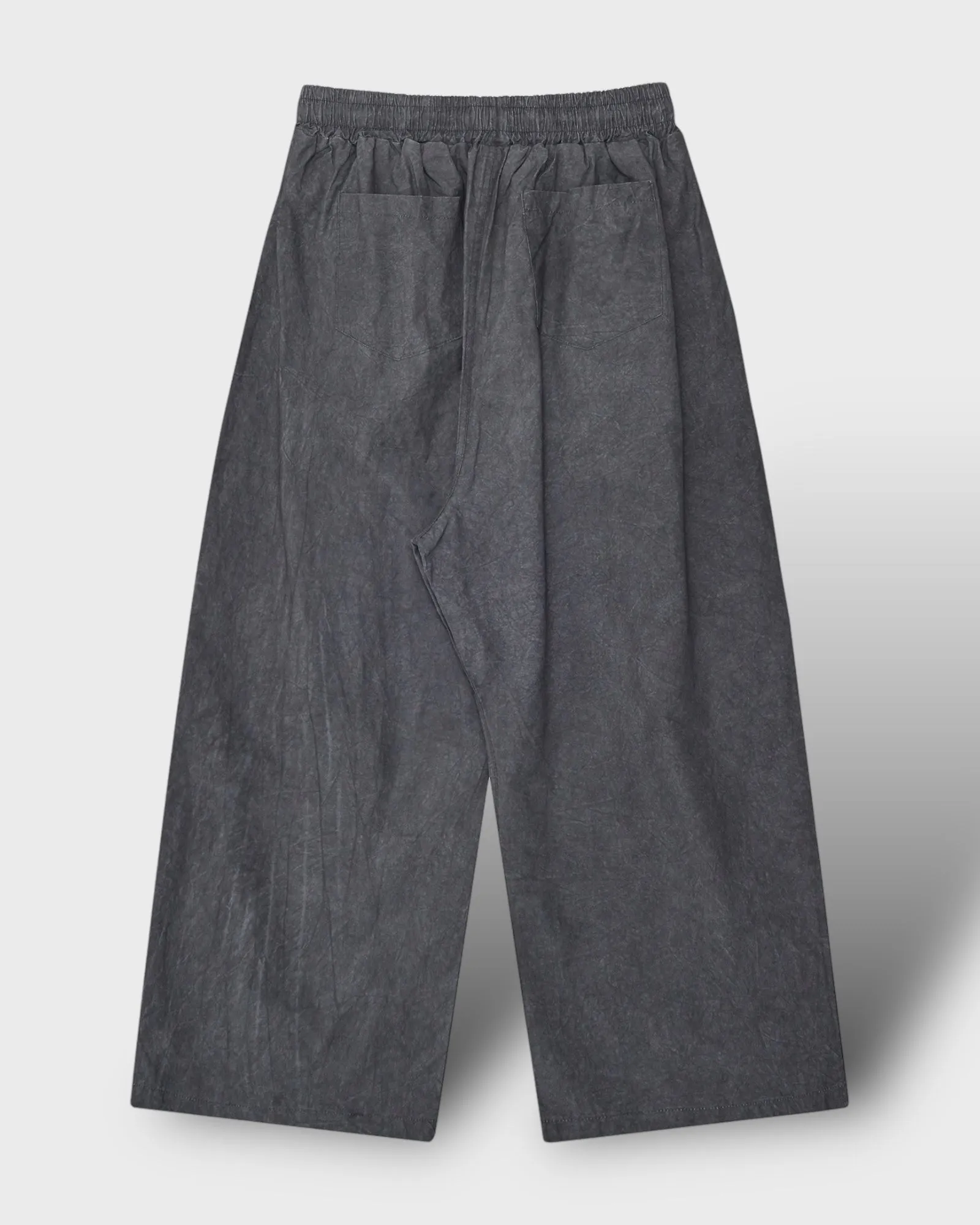 Waist Banding Washed Wide Pants